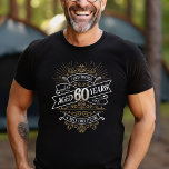 Manar Funny Whiskey 60:e födelsedagen T Shirt<br><div class="desc">Fira de stora 6-0 med stil och humor med den här vintagen whiskyinspirerade födelsedagsdesignen. Den svarta, guld och vita typografin är ornat och elegant, ge en klassisk vintage. Perfekt för en man (eller kvinna!) i ditt liv som kärlekar sin soffa, sprit, bourbon och andra spritdrycker. Innehåller en vintage av anpassade...</div>