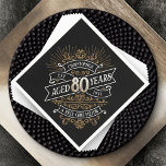 Manar Funny Whiskey 80:e födelsedagen Pappersservett<br><div class="desc">Fira de stora 8-0 med stil och humor med den här vintagen whiskyinspirerade födelsedagsdesignen. Den svarta, guld och vita typografin är ornat och elegant, ge en klassisk vintage. Perfekt för en man (eller kvinna!) i ditt liv som kärlekar sin soffa, sprit, bourbon och andra spritdrycker. Innehåller en vintage av anpassade...</div>