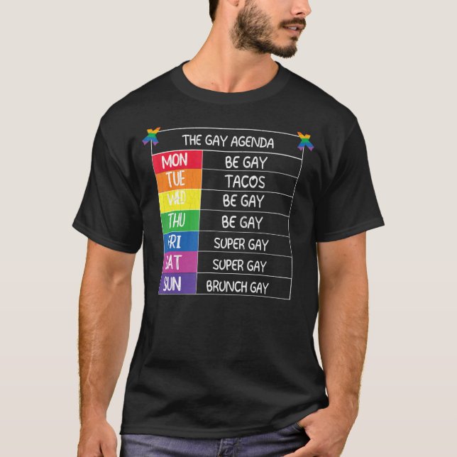 Manar Gay Agenda Lgbtq Pride Monet Supporter G T Shirt (Framsida)