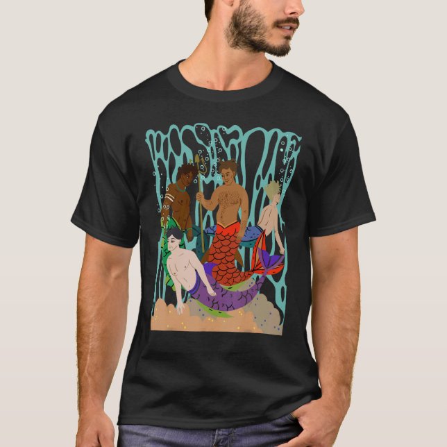 Manar Gay Theme Mermen Four Handsome Ethnic Merman T Shirt (Framsida)