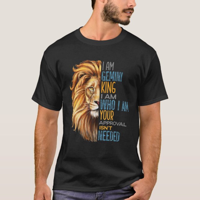 Manar Gemini Kung Zodiac Astrology Lejon Sl T Shirt (Framsida)