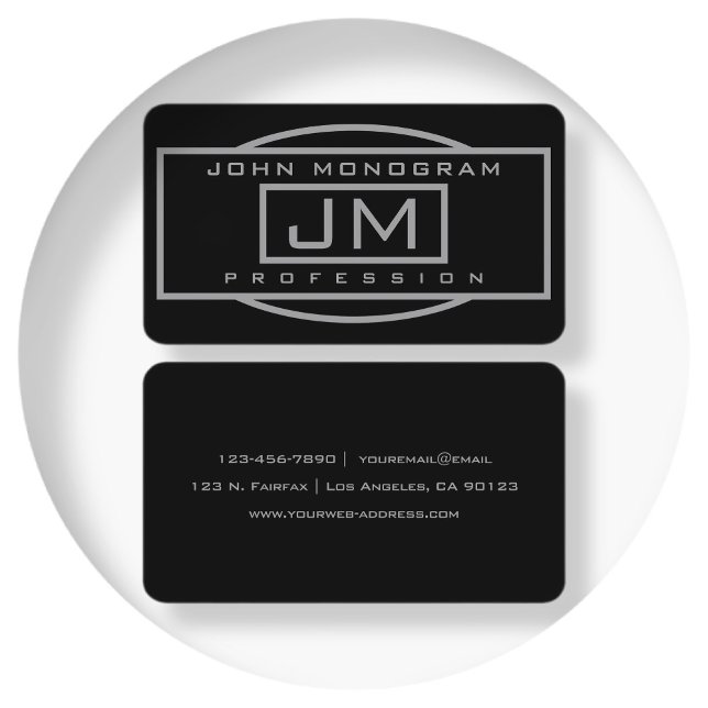 Manar Geometric Black & Grått Monogrammed Business Visitkort (Skapare uppladdad)