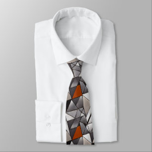 Manar Geometric Silver Grått och koppar Slips