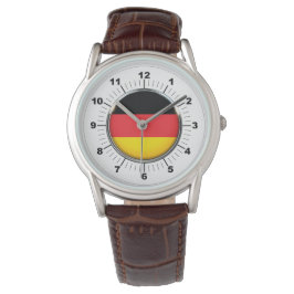Manar German Flagga Classic Brown Leather Watch Armbandsur