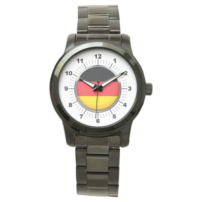 Manar German Flagga Oversized Black Bracelet Watch Armbandsur (Framsida)