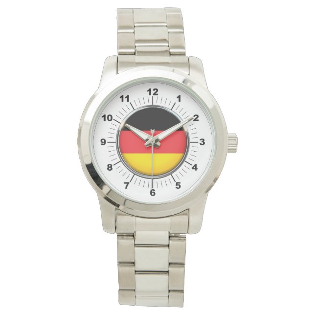 Manar German Flagga Oversized Silver Bracelet Watc Armbandsur (Framsida)