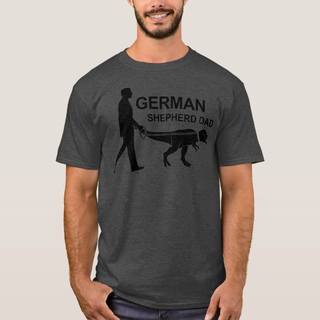 Manar German Shepherd Pappa Dinosaur GSD Owners T Shirt (Framsida)