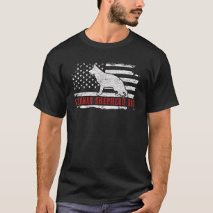 Manar German Shepherd Pappa Distress American Flag T Shirt