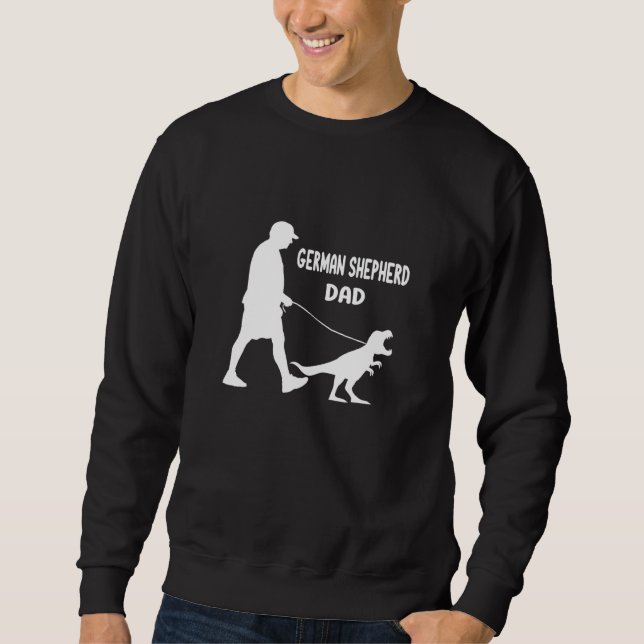 Manar German Shepherd Pappa Trex Dinosaur Owners G Lång Ärmad Tröja (Framsida)