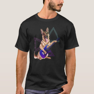 Manar German Shepherd som spelar en elektrisk gita T Shirt
