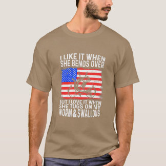 Manar gillar det när hon böjer sig för att fiska L T Shirt