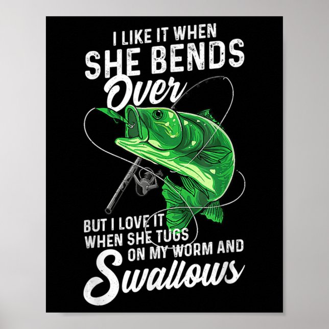 Manar gillar det när hon böjer sig över fiskegåvor poster (Framsidan)