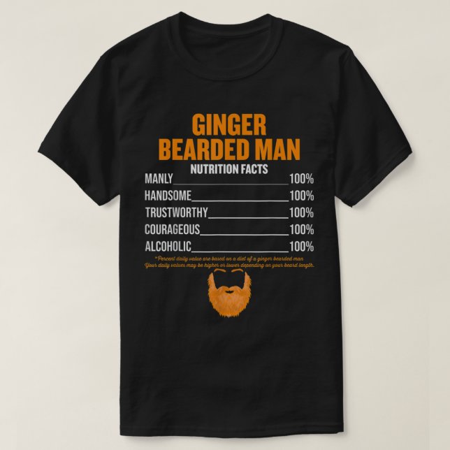 Manar Ginger Bearded Man nutricion fact rödhårig T Shirt (Design framsida)