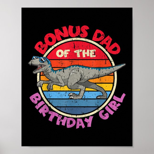 Manar Girl Birthday I Bonus Pappa I Velociraptor I Poster (Framsidan)