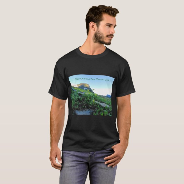 Manar Glacier Mountain Meadows Black T-Shirt (Hel framsida)