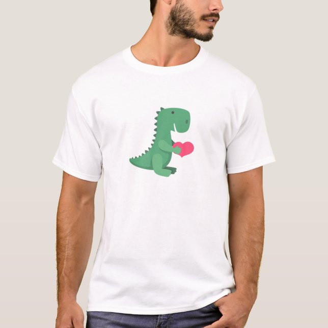 Manar Glad Alla hjärtans dag Rex Dinosaur Heart T Shirt (Framsida)