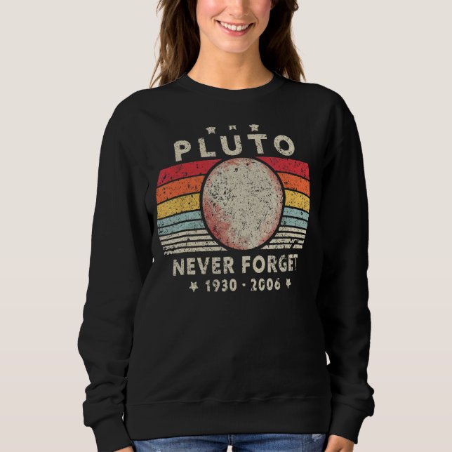 Manar glömmer aldrig Pluto Planet Retro Stil Space T Shirt (Framsida)