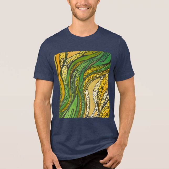 Manar Golden Grönt Silke Harvest" T Shirt (Framsida)