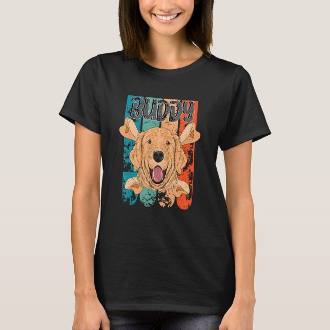 Manar Golden Retriever Mans Best Friend I Retro Do T Shirt (Framsida)
