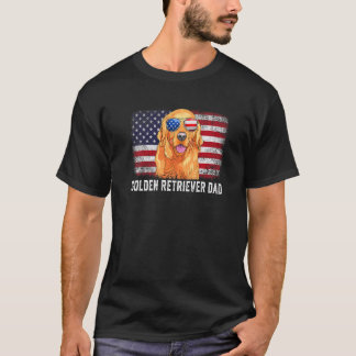 Manar Golden Retriever Pappa American Flagga Pappo T Shirt