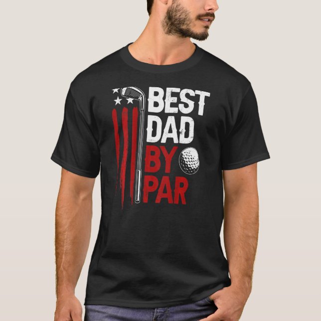 Manar Golf Best Pappa efter Par Pappa Golfer Ameri T Shirt (Framsida)