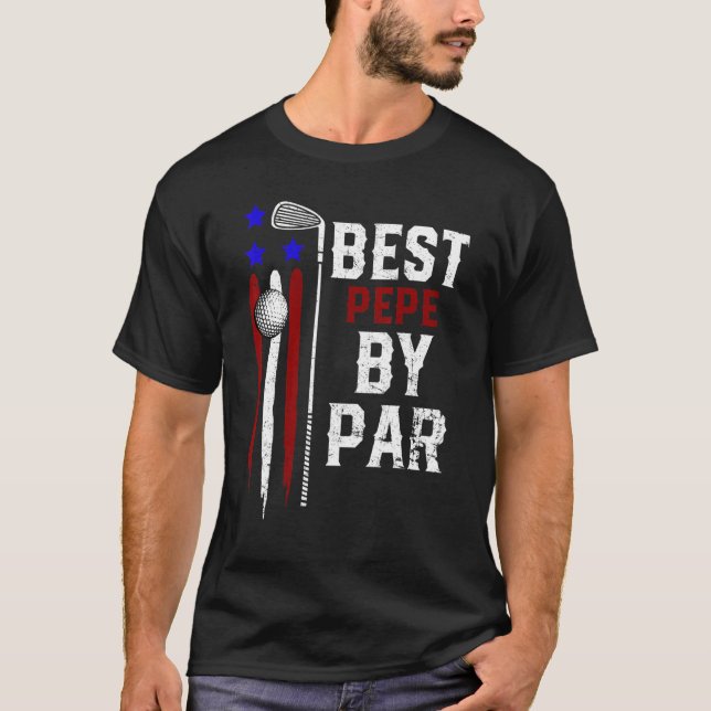 Manar Golf Best Pepepe by Par Grandpa Golfer Flagg T Shirt (Framsida)