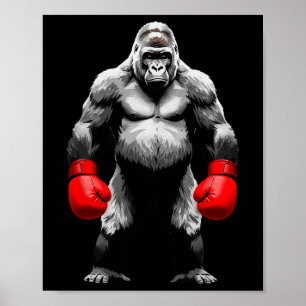 Manar Gorilla Fighter Boxer Art Funny Animal Boxin Poster