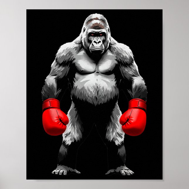 Manar Gorilla Fighter Boxer Art Funny Animal Boxin Poster (Framsidan)
