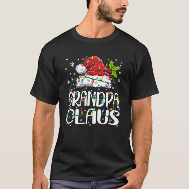 Manar Grandpa Claus jul Ljus Pajama-familjen T Shirt (Framsida)