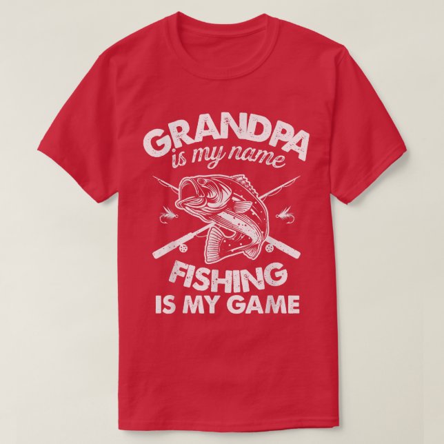 Manar Grandpa Fishing Grandpa är My Namn Fishing i T Shirt (Design framsida)