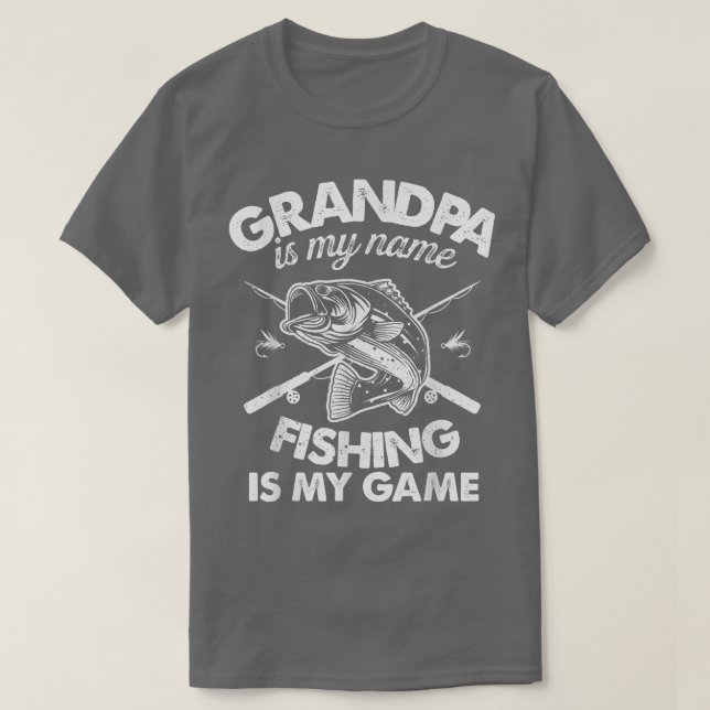 Manar Grandpa FishingGrandpa är mitt Namn-fiske T Shirt (Design framsida)