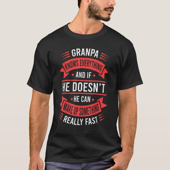 Manar Grandpa känner till allt Grandpa Far Da T Shirt (Framsida)