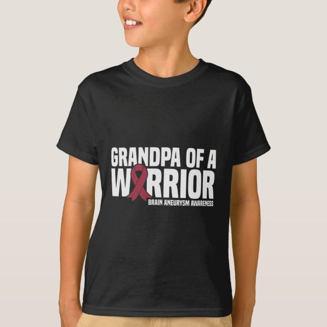 Manar Grandpa of a Warrior Brain Aneurysm Awarenes T Shirt (Framsida)