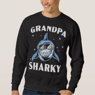 Manar Grandpa Sharky Grandfather Shark Grandparent Lång Ärmad Tröja