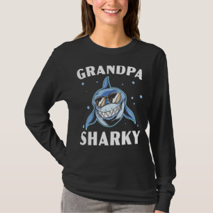 Manar Grandpa Sharky Grandfather Shark Grandparent T Shirt