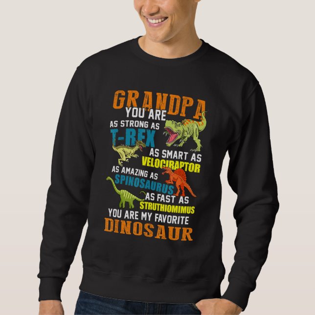 Manar Grandpasaurus T Rex Dinosaur Grandpa Saurus  Lång Ärmad Tröja (Framsida)