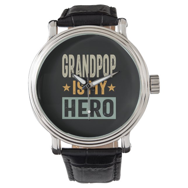 Manar Grandpop är min Hero - Pappa Grandpa Gift Armbandsur (Framsida)
