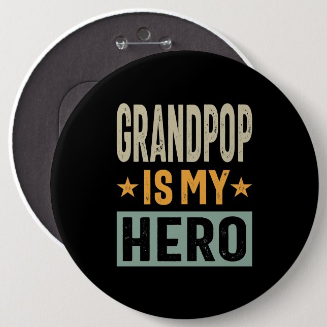 Manar Grandpop är min Hero - Pappa Grandpa Gift Knapp (Framsida & baksida)