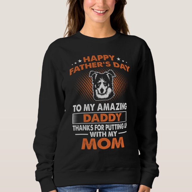 Manar Gräns Collie Hund Pappa Lycklig Fars dag T Shirt (Framsida)