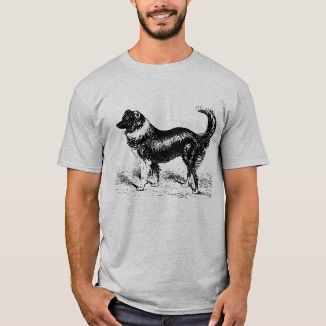 Manar Gräns Collie Hund T-shirt (Framsida)