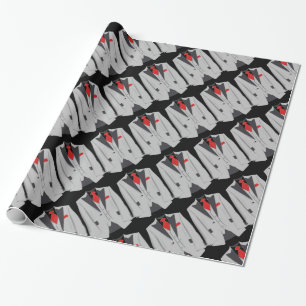 Manar Grått Kostym och Red Tie Wrapping Papper Presentpapper