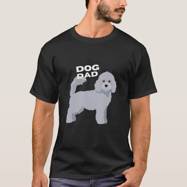Manar Grått Pudel Hund Pappa Man T Shirt (Framsida)
