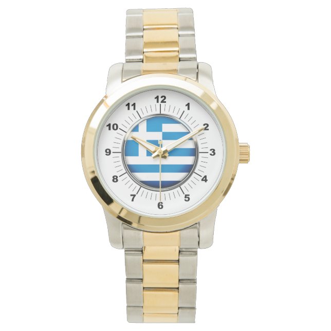 Manar Greece Flagga Oversized Two-Tone Watch Armbandsur (Framsida)