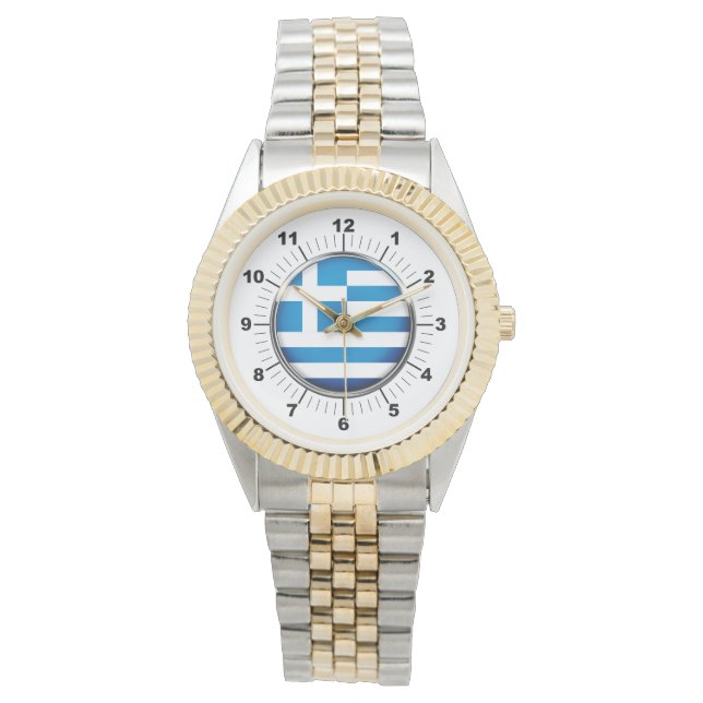 Manar Grekland Flagga 2-Tone Bracelet Watch Armbandsur (Framsida)