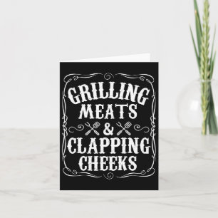 Manar Grilling Kött och Clapping Cheeks Funny Bbq Kort