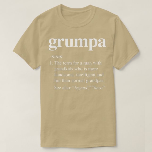 Manar Grumpa Definition Funny Noun Grandpa-definie T Shirt (Design framsida)