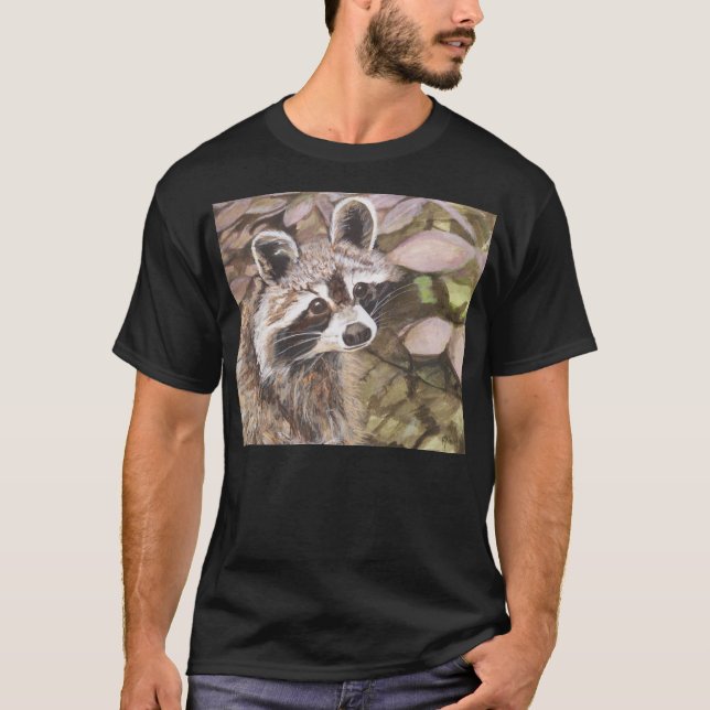 Manar grundläggande mörk T-tröja för Raccoon T-shirt (Framsida)