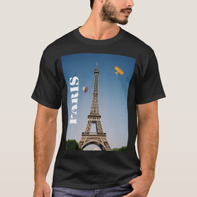 Manar grundläggande mörkt Eiffel för T-tröjaParis T-shirt (Framsida)