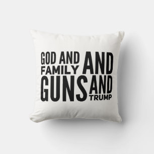 Manar gud och familj, vapen och trump för patriot kudde