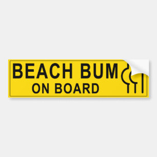 Manar Gult Beach Bum on Board Bildekal